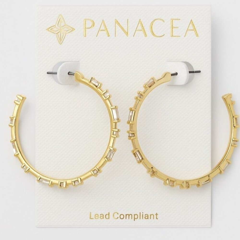 Panacea Gold Tone Textured Chunky Hoop Earrings Lead Compliant Statement